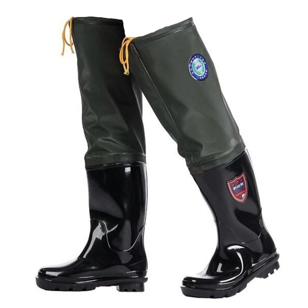 Hip Waders 60cm High Knee Fishing Boots, Oxford Soles for Men and Women, Hip Wading Boots, Waterproof and Anti Slip (Color : Green, Size : 9)