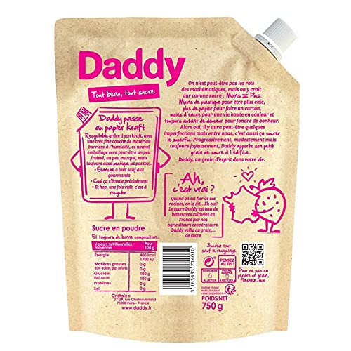 SUCRE EN POUDRE PACK KRAFT 750G, DADDY, LOT DE 4