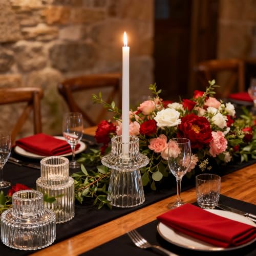 Bougeoir Transparent 2-en-1 en Verre – Porte-Bougie Moderne pour Bougies et Chandelles, Set de 6 avec 3 Designs Élégants, Décoration pour Mariage, Noël et Intérieur – Image 4