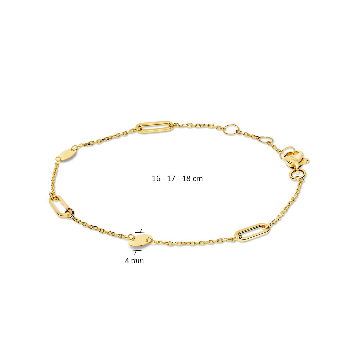 JACKIE GOLD Schmuck Damen | 14 Karat / 585 Echt Gold Armband | Beaux Arts Bracelet JKB23.254 | 16 – 17 – 18 cm Länge verstellbar | Armkette mit Gliedern und Plättchen