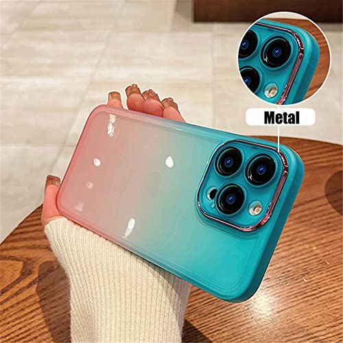 Ownest Compatible For Iphone 14 Pro Case For Simple Clear Gradient Rainbow Soft Tpu And Camera Protection Shockproof Phone Case Design For Iphone 14 Pro Cover -Mint Green+Pink #TOP1