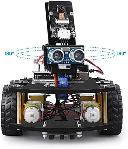 ELEGOO Smart Robot Car Kit V4.0 Compatible with Arduino IDE with UNO R3 Board, Line Tracking Module, Ultrasonic Sensor, IR Module, Intelligent & Educational Toy Car Robotic Kit for Kid Teen Adult
