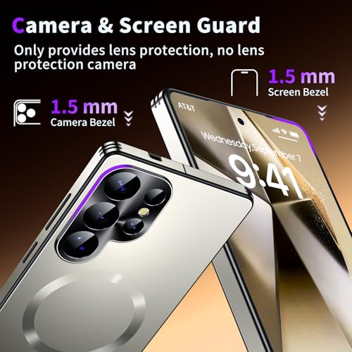 Image of for Samsung Galaxy S24 Ultra Case, Heavy-Duty Slim Design Compatible with MagSafe, Strong Magnetic Shockproof Protection for Screen & Camera Cover Case for Samsung S24 Ultra,Silver