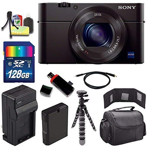 Sony Cyber-shot DSC-RX100M3 Digital Camera + Extra battery + Charger + 128GB Bundle 7 - International Version (No Warranty)
