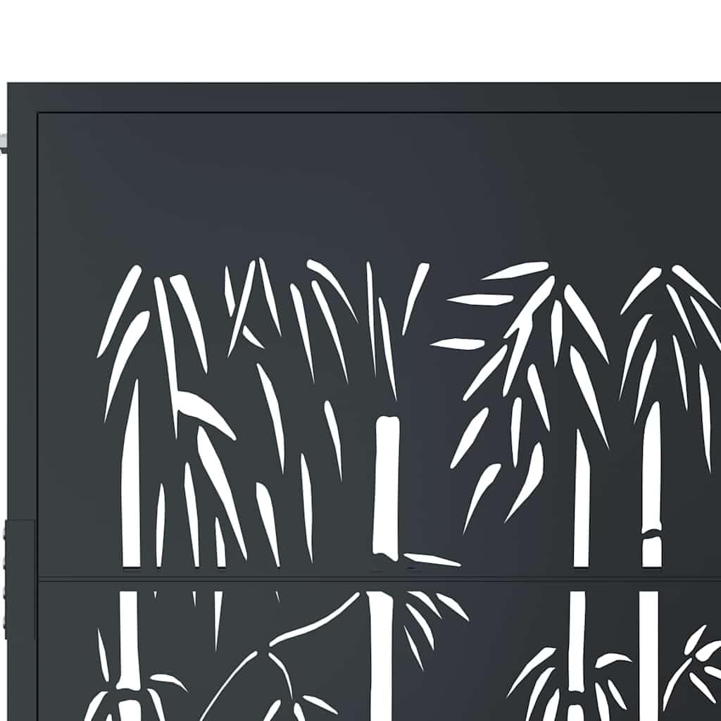 vidaXL Cancello Giardino Antracite 105x155 cm in Acciaio Design bambù, cancello, cancello in Acciaio, cancello da Esterno, cancello di Sicurezza