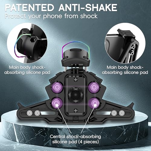 Image of Motorcycle Phone Mount Holder,Bicycle Phone Mount,Metal Extension Arm-Dual Vibration Dampener,Suitable for Handlebar and Rearview Mirror Installation,Clamp for 4.7-7.2 inch Smartphone