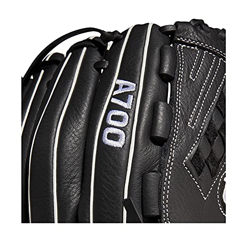 Wilson Girls 12.5" Softball Glove, Black/White, 12.5 Us #TOP5