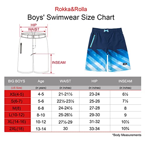 Rokka&Rolla Boys' 4-Way Stretch Swim Trunks Board Shorts Bathing Suit Swimwear With Mesh Lining, Upf 50+ #TOP5