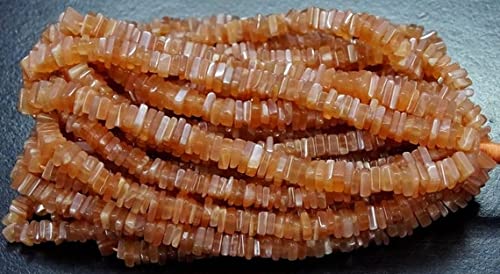 Pierre de lune pêche perles hishi 4.5mm pour création bijoux LKBEADS 35cm