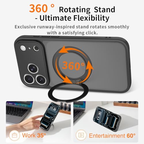 Image of Magnetic Case for iPhone 17 Pro Max With Magnetic Ring Stand, [Compatible with Magsafe] [Military Grade Drop Protection] Shockproof Phone Cover for iPhone 17 Pro Max Full Camera Protection 6.9 inch Black