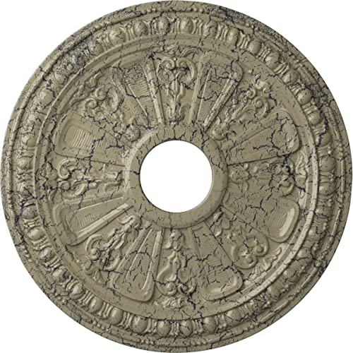 Image of Ekena Millwork CM18RACSC Raymond Ceiling Medallion, Castle Stone Crackle