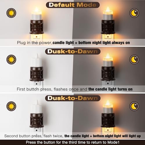 Meonum XU-MEONUM-601 Flameless Candle Night Light Plug Into Wall, Led Motion Sensor Dusk To Dawn Nightlight Farmhouse Vintage Rustic Flicker Night Light thumb #2