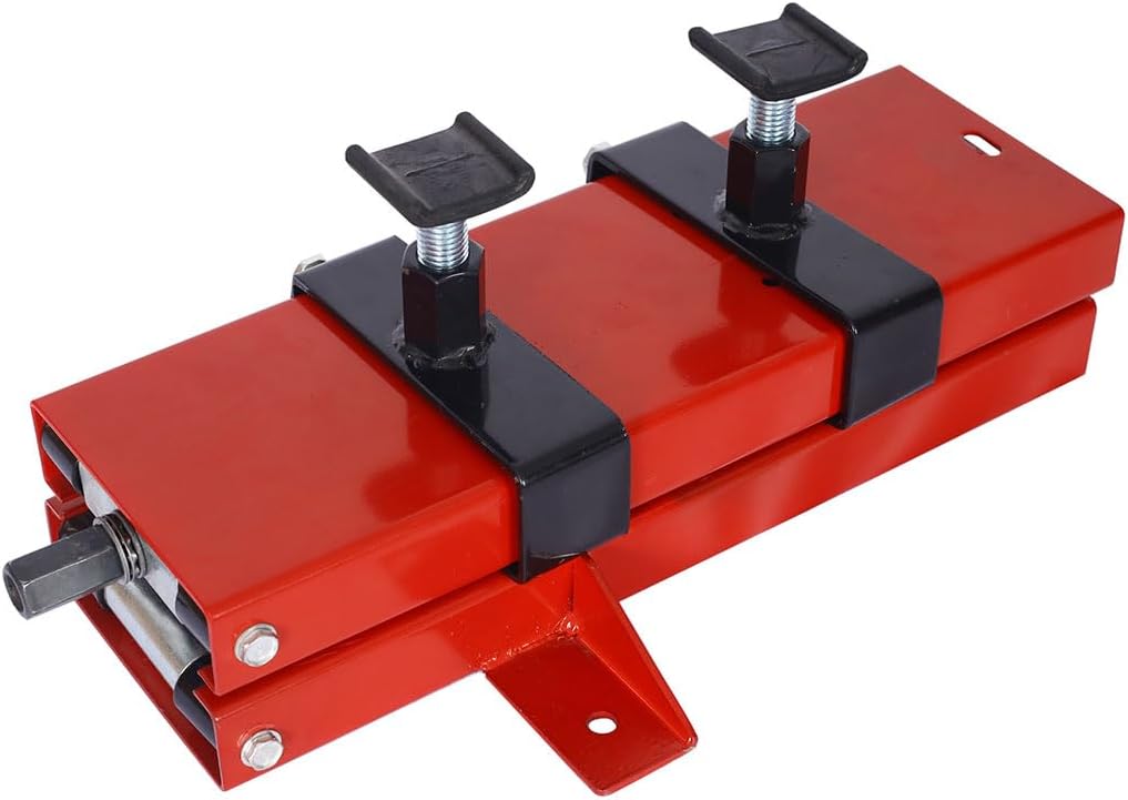 Motorcycle Scissor Lift Jack Hoist Stand 1100lbs, Height Adjustable Steel Center Lifting Crank Bracket with Saddle and Pins for Off-Road Vehicles and Adventure Motorcycles