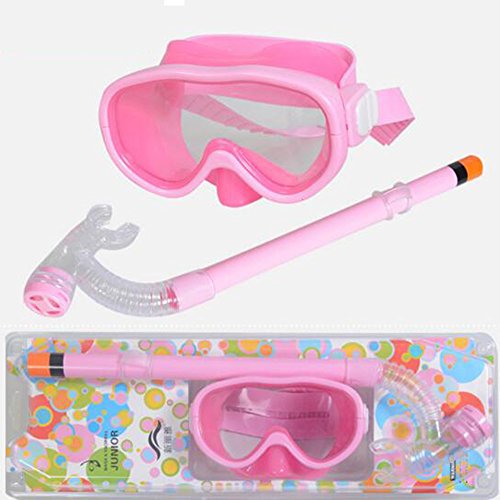 Dongcrystal Junior Swimming Scuba Anti Fog Goggles Snorkeling Set (Mask and Snorkel)-Pink Goggles
