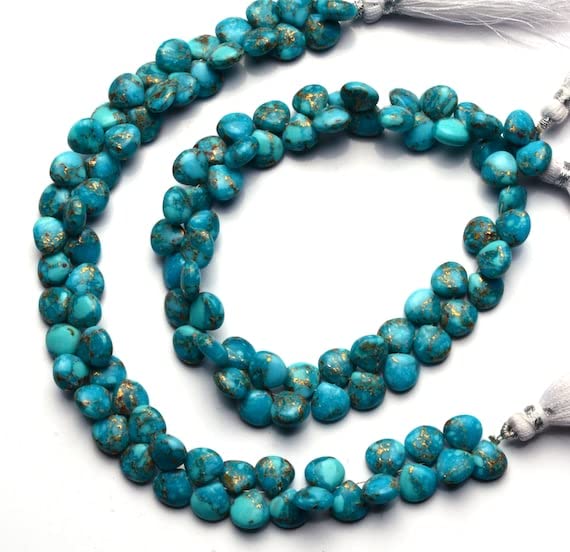 Turquoise de Mojave bleue perles cœur 8mm de LKBEADS pour création bijoux lithothérapie