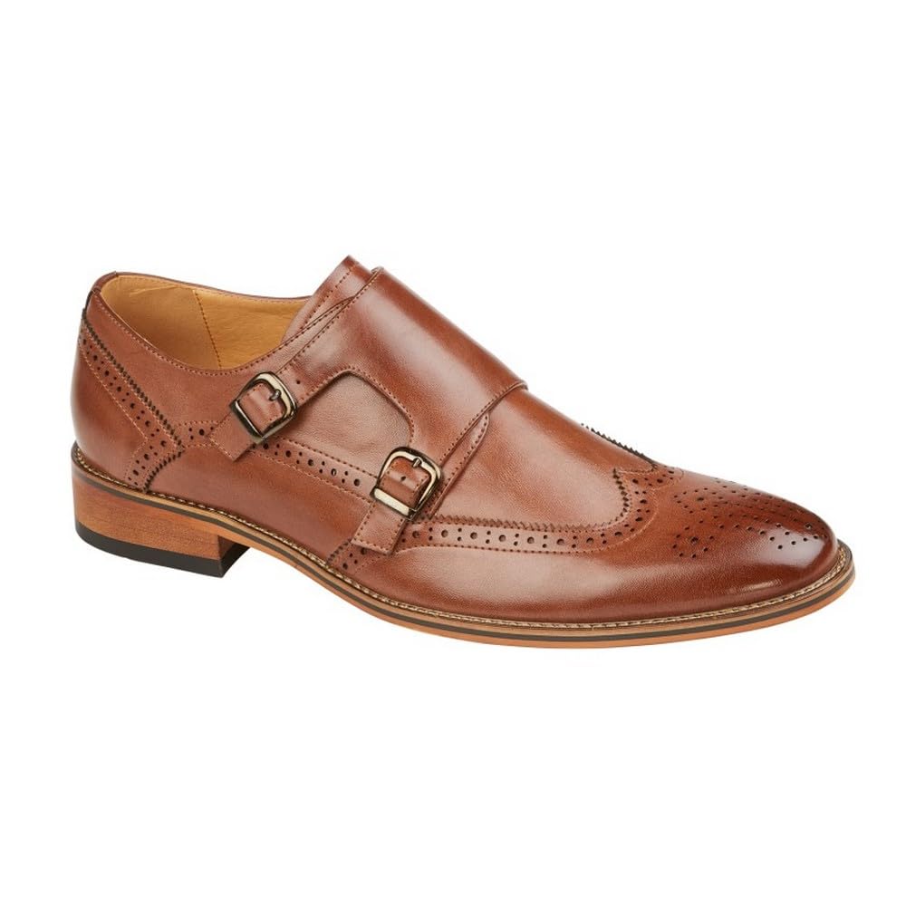 M429B - Zapatos brogue Monk para hombre, con doble hebilla, color marrón