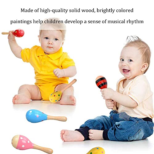 8 stuks houten maraca, gekleurd hout rammelaar zand hamer ei shakers muziek percussie speelgoed voor kinderen peuters… - Image 3
