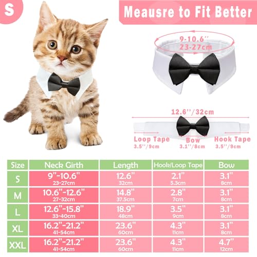 Image of Cat Tuxedo, KOOLMOX Black Cat Bow Tie Sewed with Handcrafted Adjustable White Collar for Formal Pet, Male Cat Collar for Small Puppy Boy Dog Collars Cats Wedding Outfit Birthday Gift Dog Bows