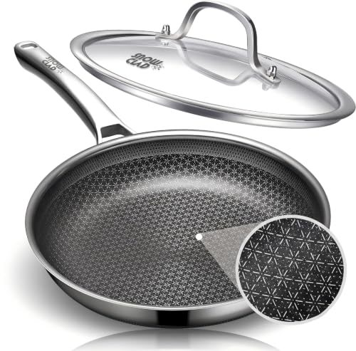 Image of OATOFP Non Stick Frying Pans 11 inch, Hybrid Improved Version Frying Pans Nonstick with Lid,non stick Stainless Steel Skillets, Quiche Pans