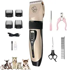 Máquina De Tosa Pets sem fio para Cachorros Gatos com Lâminas Precisas e com Altura Ajustável - Maquininha Profissional de Tosar e Recarregavel Bivolt 110V/220V Acompanha Acessórios - Linha Premium
