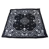 Algodón de primera calidad: Esta bandana negra, confeccionada en algodón suave y transpirable, ofrece calidad y comodidad excepcionales. Su diseño de calavera le da un toque de estilo, ideal tanto para hombres como para mujeres. Dimensiones: 55 cm x 55 cm.