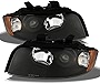 AKKON - For Audi A4/S4 OE Replacement Black Bezel Halogen Type Projector Headlights Driver/Passenger HeadLamps