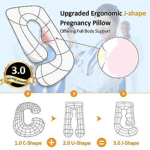 Image of Chilling Home Pregnancy Pillow, U Shaped Full Body Maternity Pillow 58 inch, Pregnant Women Must Haves Pregnancy Pillows for Sleeping with Removable Cover