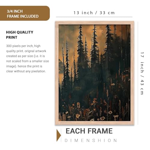 Image of kotart Big Aesthetic Mountains View Wall Art Paintings | Flowers Landscape Framed Painting | Vastu Frames for Living Room Bedroom Wall Decor Set Of 3 (13X17 inch)