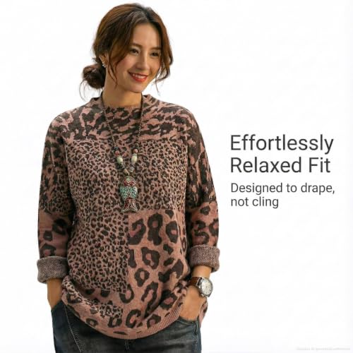 Image of Women's Oversized Graphic Print Knit Pullover Sweater