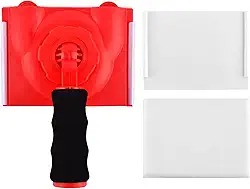 Aparador de borda de pintura com 2 almofadas de substituição, pintor de almofadas de paredes e tetos com rodas guia, aplicador de almofada de tinta, ferramenta de pintura de borda para paredes, tetos