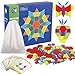 Jacootoys Holzpuzzles Tangram Geometrische Formen Puzzle Pädagogisches Spielzeug mit 24 Design Karten Geschenk für Kinder (130 Teile)