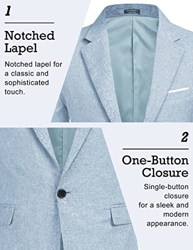 COOFANDY Men's Blazer Casual Sport Coats Slim Fit One Button Suit Jacket Lightweight Sports Jacket(Light Blue,Medium)4