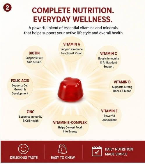 Image of Multivitamin Gummies | Mango Flavour | 30 Gummies | Gluten Free | Daily Multivitamin Gummies for Adults