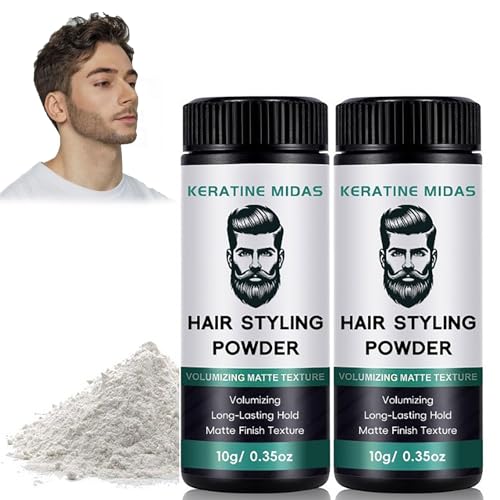 Polvos Volumen Pelo Hombre Mujer,2PCS Polvos Para el Pelo,Polvos Texturizantes Pelo Hombre,Texturizador de Cabello,Efecto Mate y Acabado Natural,Mantiene el Cabello y Esponjoso Todo el Día
