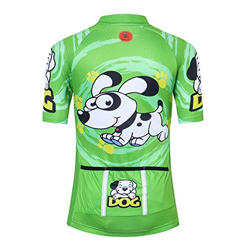 Conjunto infantil de camisa de ciclismo com short acolchoado 3D com desenho animado, Doggie, X-Large