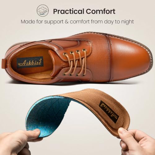 Image of Arkbird Men's Genuine Leather Oxford Dress Shoes - Lace-Up Business Formal Shoes for Office, Work & Daily Commute