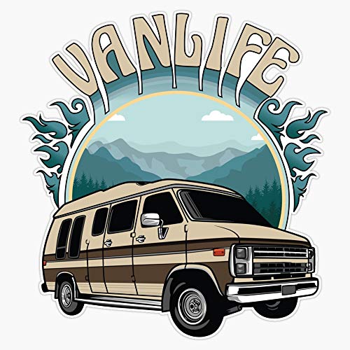 Generic Van Life Retro Conversion Van Design Sticker Vinyl Decal Wall Laptop Window Car Bumper Sticker 5 Inch, PNP-CAMP-STICKERS-384
