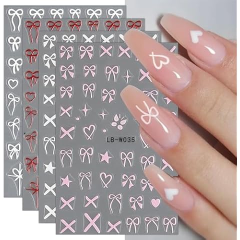 JMEOWIO Heart Bow Tie Nail Art Stickers Cover