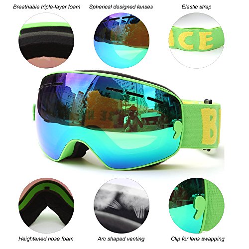 KKmoon Esqui infantil Snowboarding Óculos de patinagem Proteção UV Anti-embaçante Lente PC Esférica