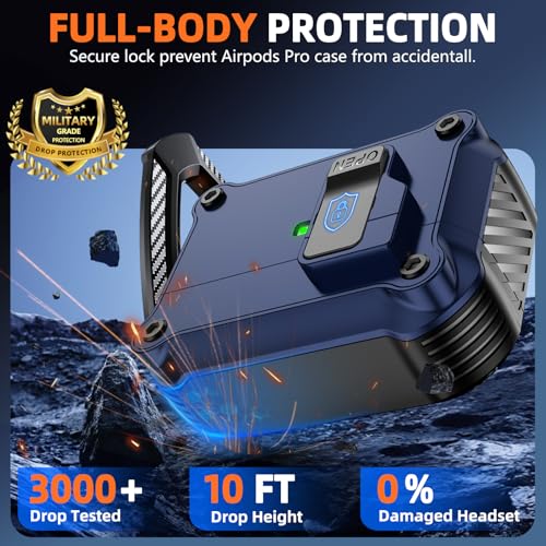 Image of Pohgelan Compatible with AirPods Pro 2nd /1st Case (Blue) | Magnetic Automatic Lock with Cleaning Kit,Compatible with Magsafe