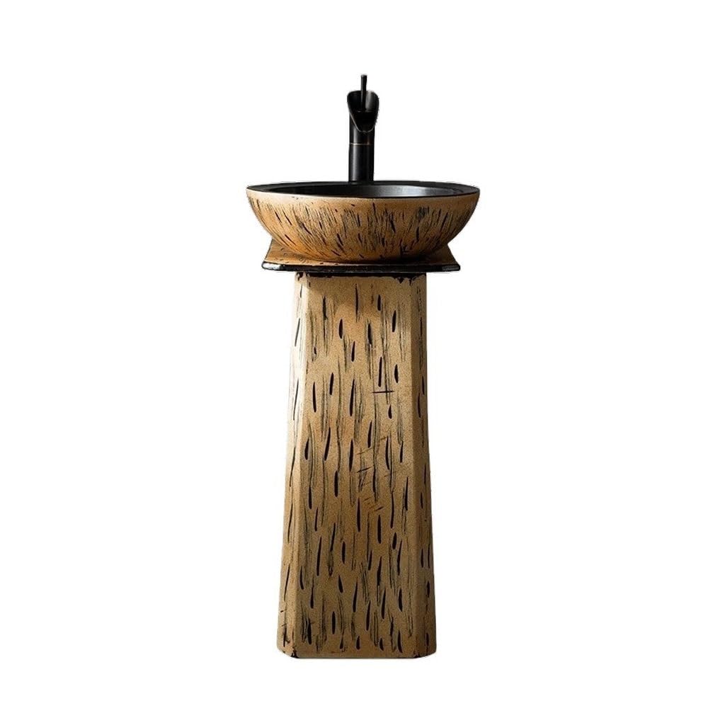 AYCDL Pedestal Sink Retro Bathroom Column Washbasin Household Floor-Standing Washbasin Bathroom Pedestal Sink