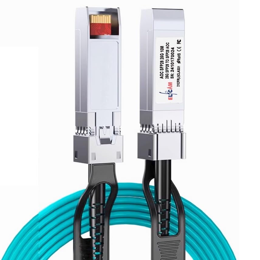 Elfcam® - 5 Mètres Câble Fibre Optique 25Gbit/s OM3 SFP28 à SFP28 AOC Câble,5m