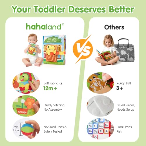 Image of hahaland Busy Book for Toddlers 1-3 - Dinosaur Soft Fabric Activity Books | hahaland Busy Book for Toddlers - Dinosaur Soft Fabric Activity Books