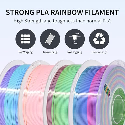 Image of RAMBERY 4 Colors Rainbow Silk PLA Filament Bundle Fast Color Change 3D PLA Filament Neatly Wound, 1.75mm 1kg(2.2lb) X4PCS, Candy /Macaron /ice Cream /Guava