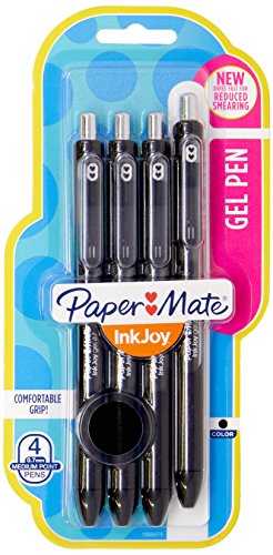 Paper Mate InkJoy Gel Retractable Pens, 0.7mm, Medium Point, Black Ink, 4-Count