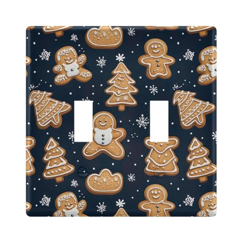 UMIRIKO Cute Christmas Gingerbread Man Light Switch Cover Plate Covers Decorative Double Toggle Home Decor 202b6549