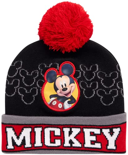 Image of Disney Boys' Winter Hat - 2 Pack Lightning McQueen Pom Pom Beanie or Mickey Mouse Hat (4-7) | Soft, stretchy fabric for a cozy, comfortable everyday fit.