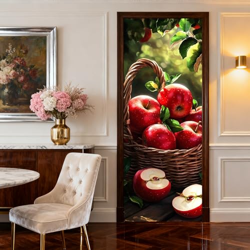 Image of Nuxovilar Apple Basket Door Stickers Peel Stick PVC 30.3x78.7 in