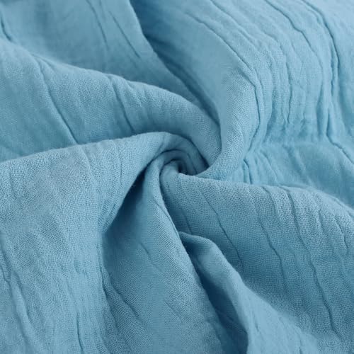 Image of FINGERCRAFT Cloth Napkins Set of 8, 20x20 Inch, Soft Cotton Muslin Dinner Napkins with Lace Edge, Reusable Washable Table Napkins for Wedding, Party, Dining & Home Decor (Aqua Marine)