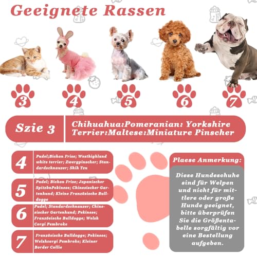4 Stück Hundeschuhe Winter, Warm Hundeschuhe Pfotenschutz Outdoor mit Rutschfester Sohle, Verstellbarem Klettverschluss, Winter Schnee Hundestiefel für kleine, mittlere Sport im Freien (Rot)